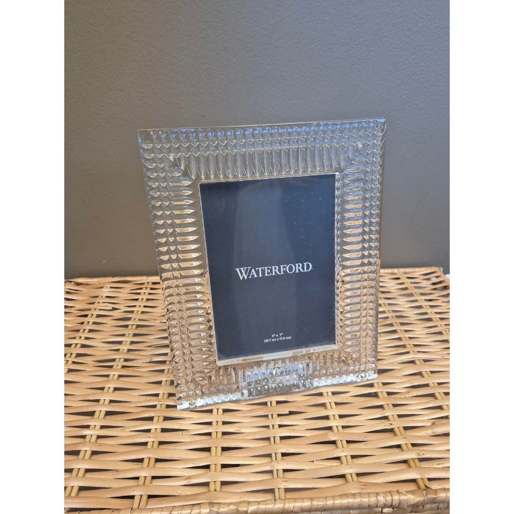 Waterford Lismore Diamond Crystal 5x7 Photo Picture Frame Heavy Luxury Wedding